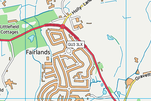 GU3 3LX map - OS VectorMap District (Ordnance Survey)