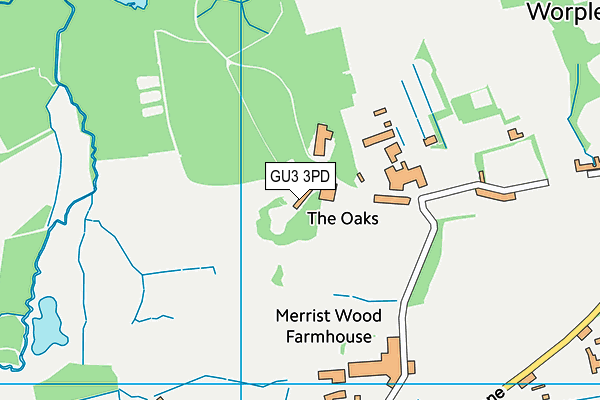 GU3 3PD map - OS VectorMap District (Ordnance Survey)