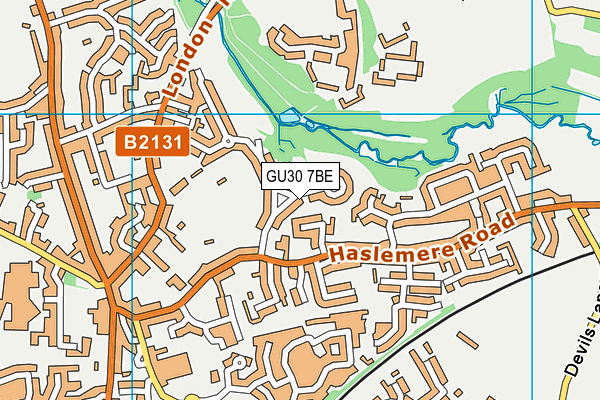 GU30 7BE map - OS VectorMap District (Ordnance Survey)