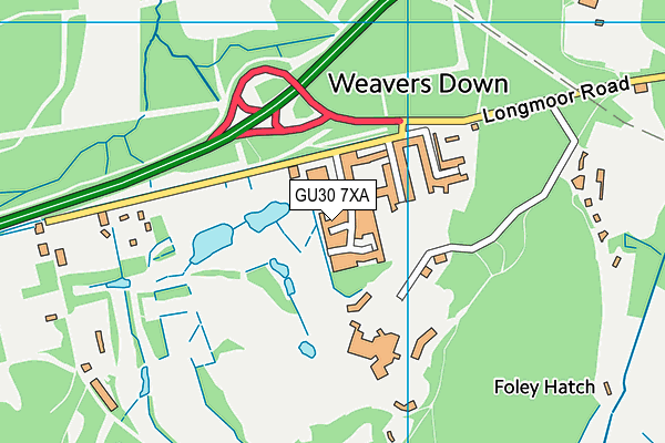 GU30 7XA map - OS VectorMap District (Ordnance Survey)