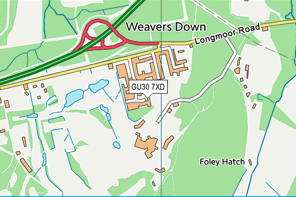 GU30 7XD map - OS VectorMap District (Ordnance Survey)