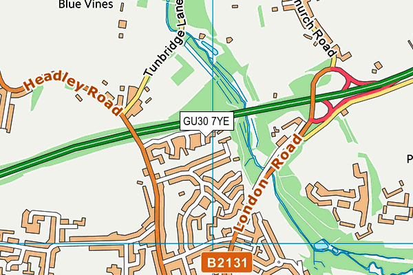 GU30 7YE map - OS VectorMap District (Ordnance Survey)