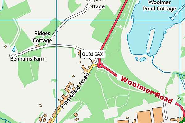 GU33 6AX map - OS VectorMap District (Ordnance Survey)