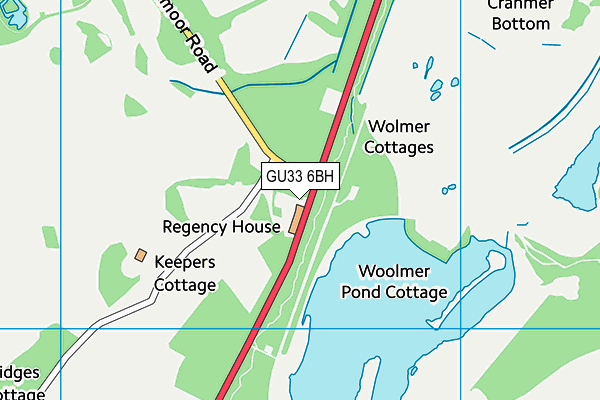 GU33 6BH map - OS VectorMap District (Ordnance Survey)