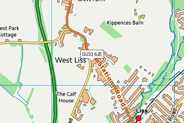 GU33 6JE map - OS VectorMap District (Ordnance Survey)