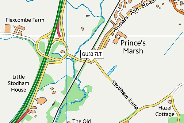 GU33 7LT map - OS VectorMap District (Ordnance Survey)