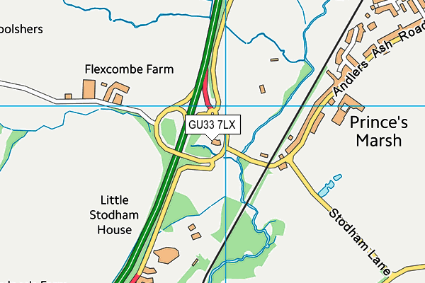 GU33 7LX map - OS VectorMap District (Ordnance Survey)