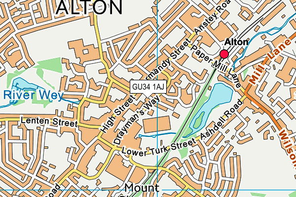 GU34 1AJ map - OS VectorMap District (Ordnance Survey)