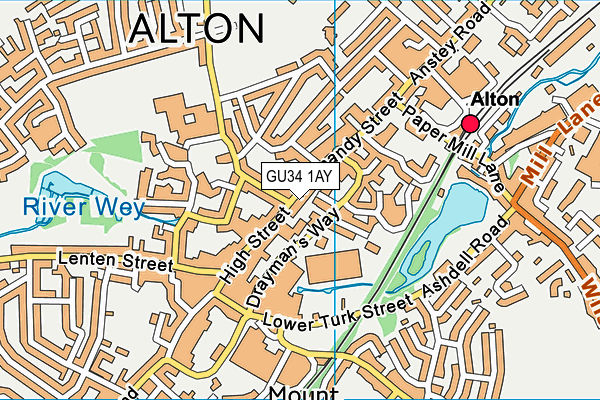 GU34 1AY map - OS VectorMap District (Ordnance Survey)