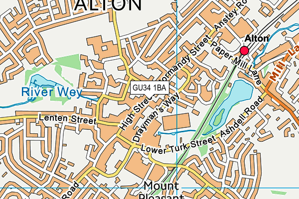 GU34 1BA map - OS VectorMap District (Ordnance Survey)