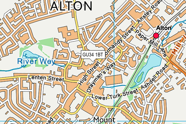 GU34 1BT map - OS VectorMap District (Ordnance Survey)