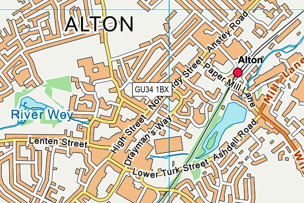 GU34 1BX map - OS VectorMap District (Ordnance Survey)