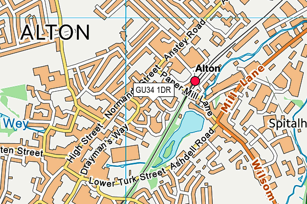 GU34 1DR map - OS VectorMap District (Ordnance Survey)