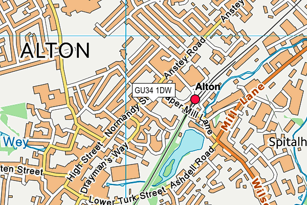 GU34 1DW map - OS VectorMap District (Ordnance Survey)