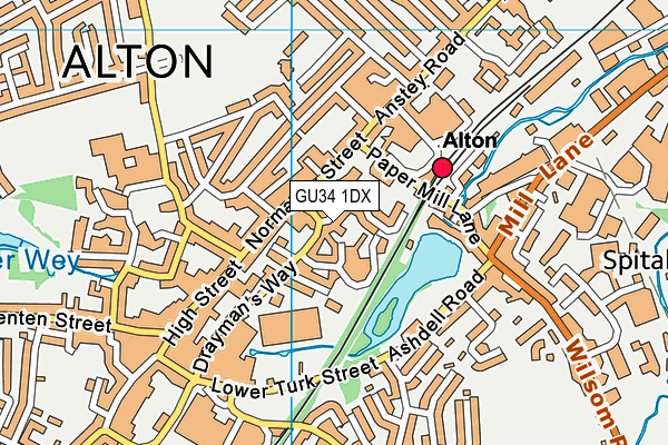 GU34 1DX map - OS VectorMap District (Ordnance Survey)