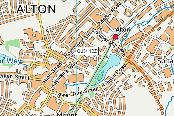 GU34 1DZ map - OS VectorMap District (Ordnance Survey)