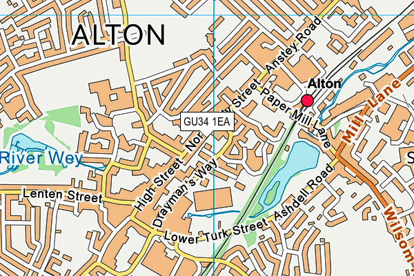 GU34 1EA map - OS VectorMap District (Ordnance Survey)