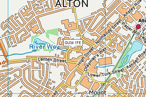 GU34 1FE map - OS VectorMap District (Ordnance Survey)