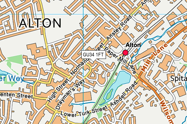 GU34 1FT map - OS VectorMap District (Ordnance Survey)