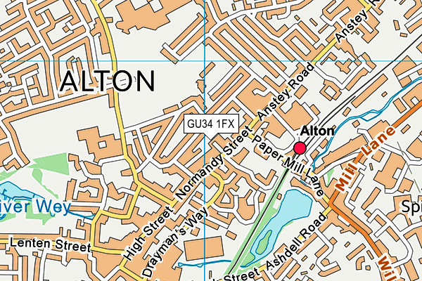 GU34 1FX map - OS VectorMap District (Ordnance Survey)