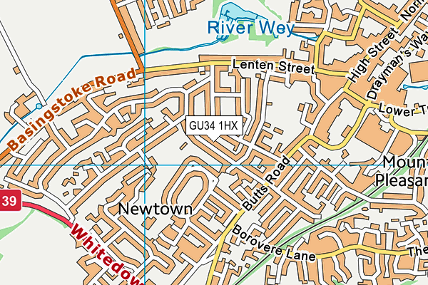 GU34 1HX map - OS VectorMap District (Ordnance Survey)