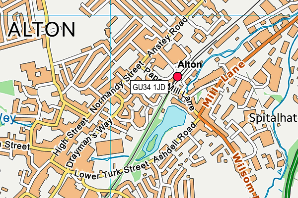 GU34 1JD map - OS VectorMap District (Ordnance Survey)