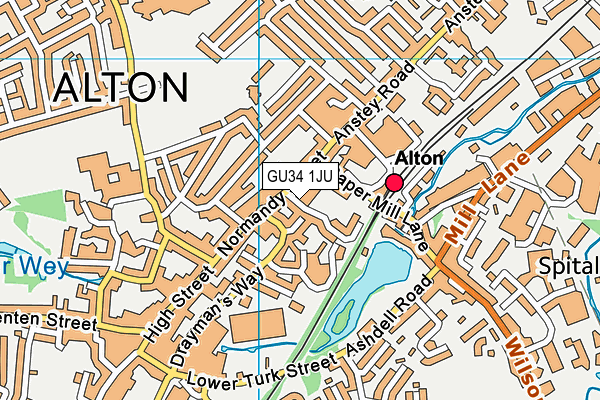 GU34 1JU map - OS VectorMap District (Ordnance Survey)