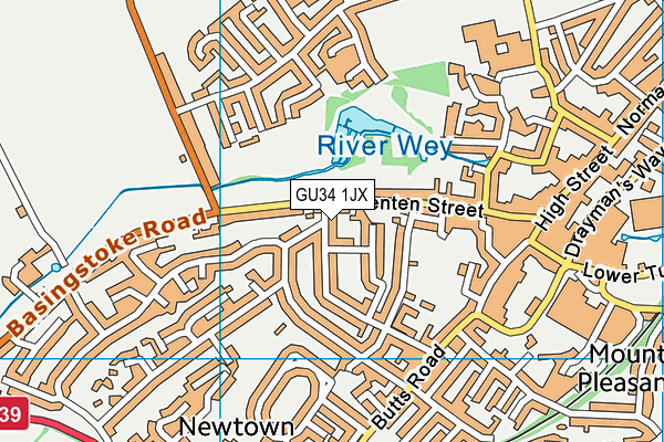 GU34 1JX map - OS VectorMap District (Ordnance Survey)