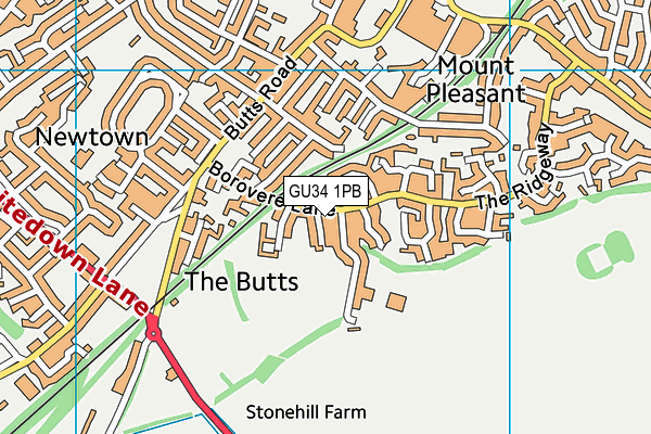 GU34 1PB map - OS VectorMap District (Ordnance Survey)