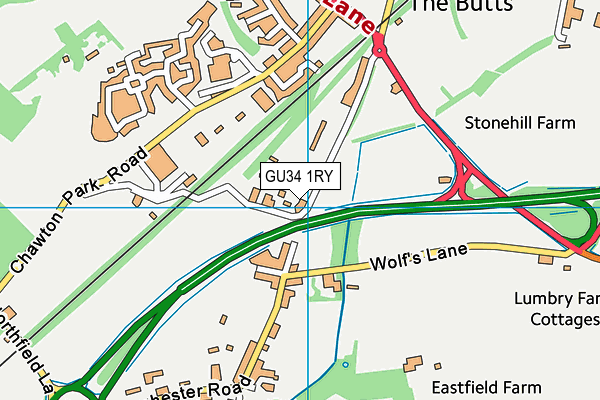 GU34 1RY map - OS VectorMap District (Ordnance Survey)