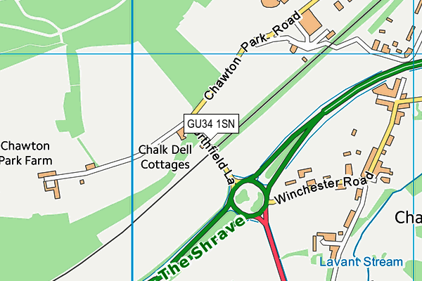 GU34 1SN map - OS VectorMap District (Ordnance Survey)