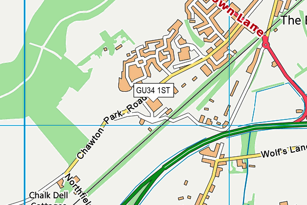 GU34 1ST map - OS VectorMap District (Ordnance Survey)