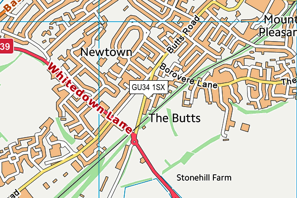 GU34 1SX map - OS VectorMap District (Ordnance Survey)