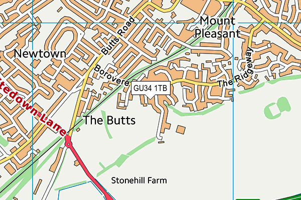 GU34 1TB map - OS VectorMap District (Ordnance Survey)