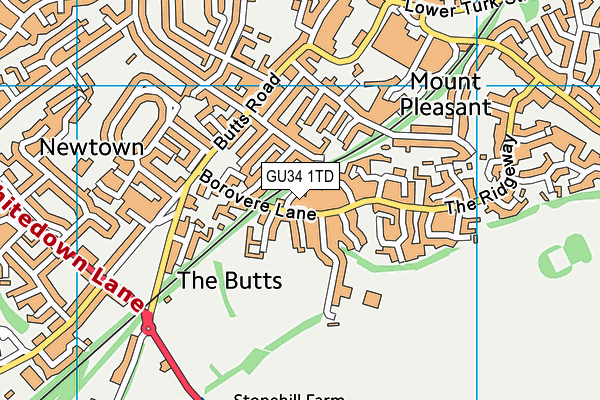 GU34 1TD map - OS VectorMap District (Ordnance Survey)