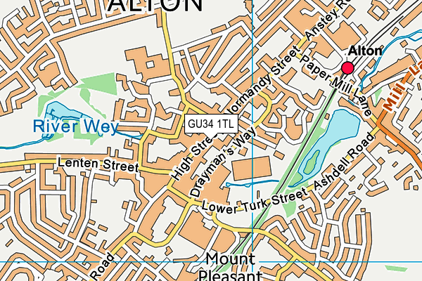 GU34 1TL map - OS VectorMap District (Ordnance Survey)