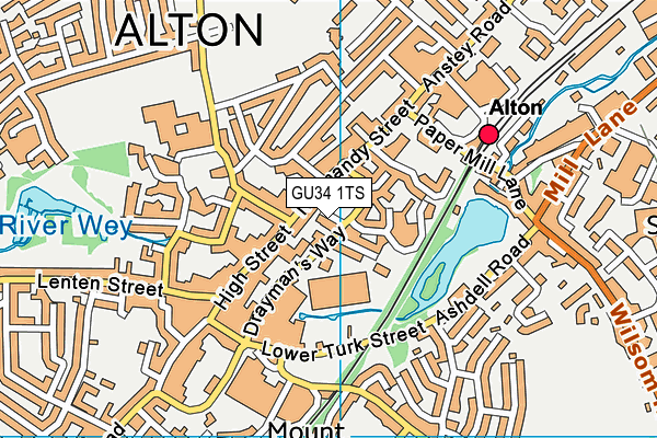 GU34 1TS map - OS VectorMap District (Ordnance Survey)