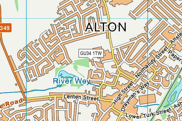 GU34 1TW map - OS VectorMap District (Ordnance Survey)