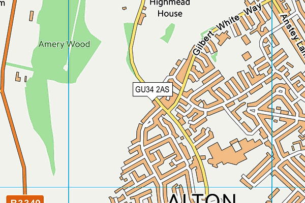 GU34 2AS map - OS VectorMap District (Ordnance Survey)