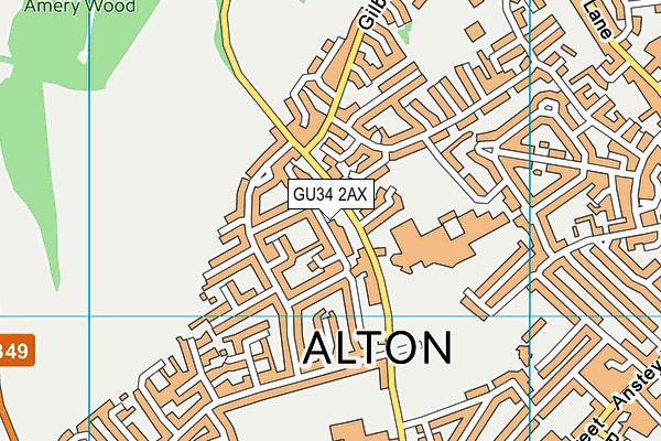 GU34 2AX map - OS VectorMap District (Ordnance Survey)