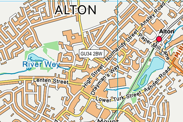 GU34 2BW map - OS VectorMap District (Ordnance Survey)