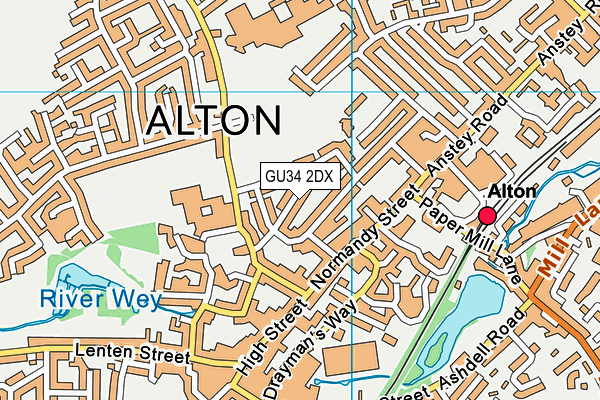 GU34 2DX map - OS VectorMap District (Ordnance Survey)