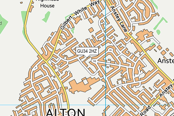 GU34 2HZ map - OS VectorMap District (Ordnance Survey)