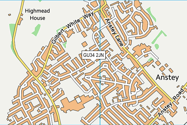 GU34 2JN map - OS VectorMap District (Ordnance Survey)