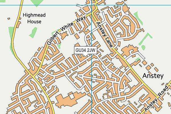 GU34 2JW map - OS VectorMap District (Ordnance Survey)