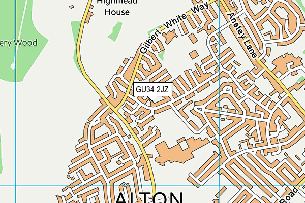 GU34 2JZ map - OS VectorMap District (Ordnance Survey)