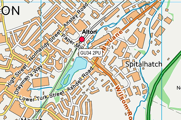 GU34 2PU map - OS VectorMap District (Ordnance Survey)