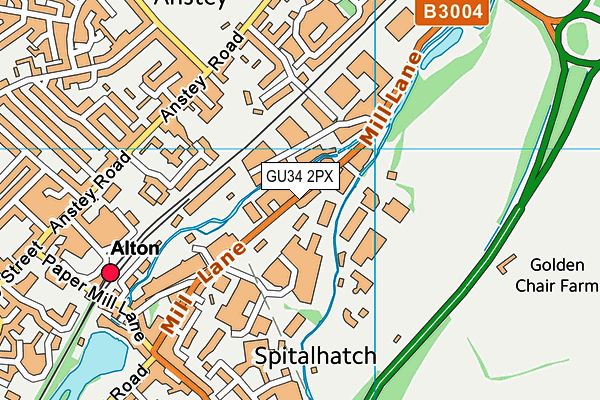 GU34 2PX map - OS VectorMap District (Ordnance Survey)