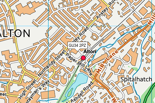 GU34 2PZ map - OS VectorMap District (Ordnance Survey)