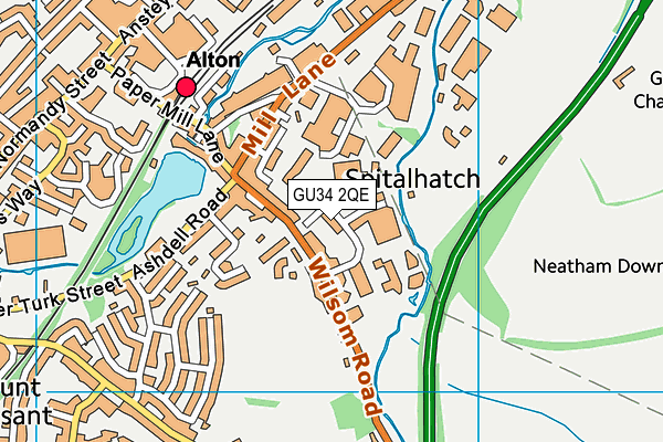 GU34 2QE map - OS VectorMap District (Ordnance Survey)